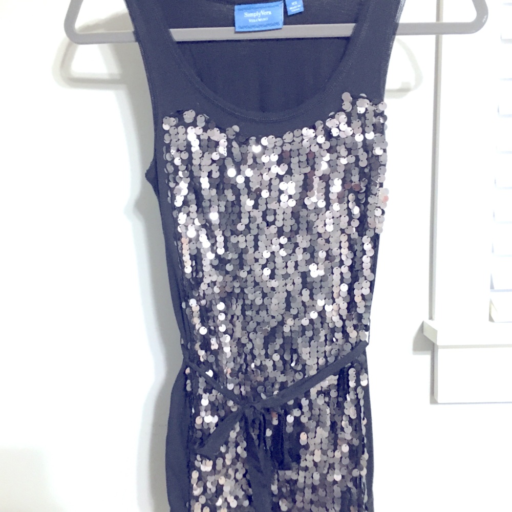 Vera Wang black sequin tank